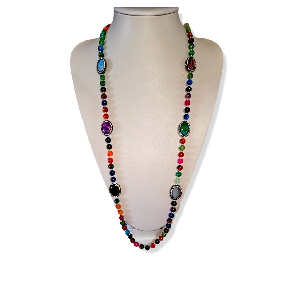 Eye Candy Los Angeles Gemstone beads with Halo 36" Strand Necklace